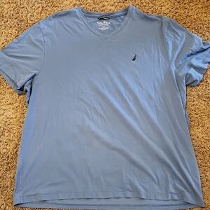 4XLT Nautica Men's Blue V-Neck Performance Tee Shirt